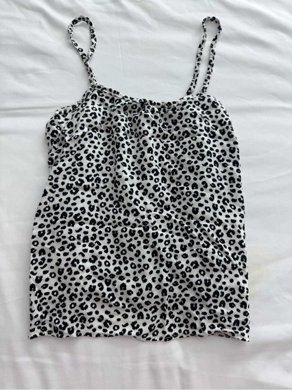 Leopard Print Spaghetti Strap Cami - Black & White